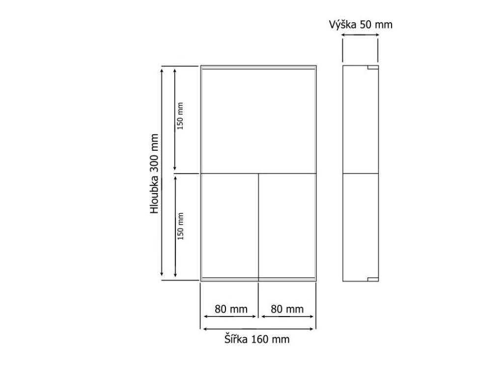 koupelnovy poradac cerne sklo 300x160 mm technicke parametry